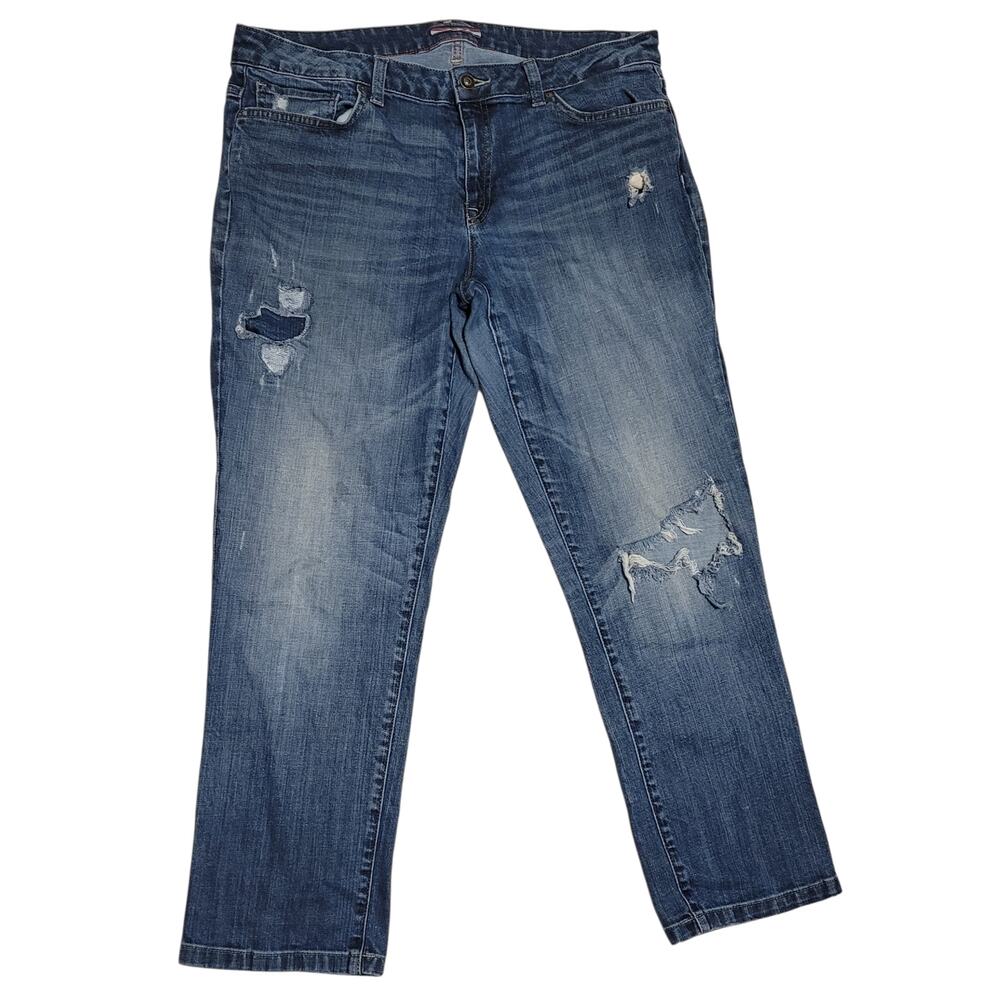 Tommy Hilfiger Womens Distressed Boyfriend Jeans Size 12 Measures 36Wx27.5L